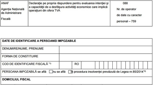 ANAF a publicat noua variantă a declaraţiei 088, cu doar 13 întrebări şi patru documente de anexat