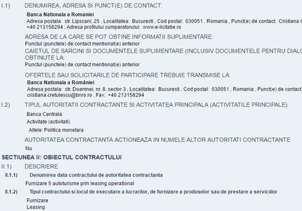 BNR cumpără cinci limuzine cu o valoare estimată la 1 milion de euro. Două dintre maşini trebuie să aibă cel puţin 450 cp