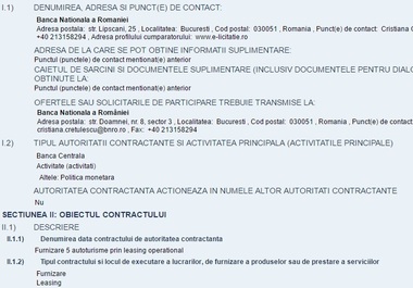 BNR cumpără cinci limuzine cu o valoare estimată la 1 milion de euro. Două dintre maşini trebuie să aibă cel puţin 450 cp