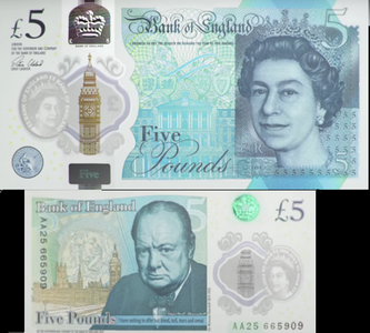 Marea Britanie a pus în circulaţie primele bancnote din plastic, de cinci lire sterline