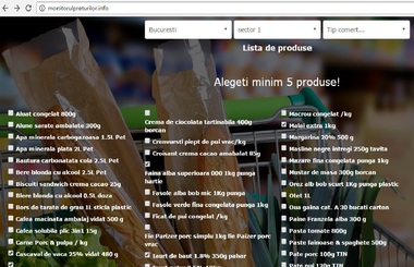 Românii pot compara pe internet preţurile pentru coşuri de cumpărături de minimum cinci produse, de la magazinele Mega Image, Lidl, Kaufland, Selgros, Carrefour, Penny şi Profi