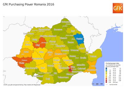 STUDIU: Puterea de cumpărare a românilor a crescut cu 12% în 2016, ajungând la 4.181 de euro pe cap de locuitor 