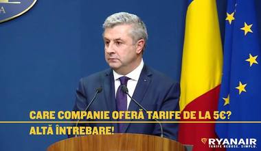 Ryanair îl ironizează pe ministrul Florin Iordache într-o reclamă postată pe pagina sa de Facebook