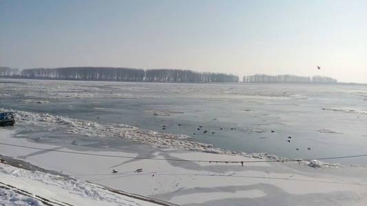 Navele pot circula pe Dunărea fluvială între Giurgiu şi Drobeta Turnu Severin; pe celelalte sectoare sunt restricţii din cauza gheţii