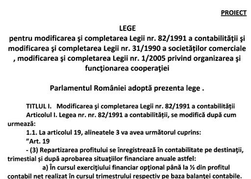 Un proiect de lege iniţiat de 34 de deputaţi PSD îi scapă de închisoare pe directorii şi administratorii de companii ce favorizează alte firme sau folosesc cu rea-credinţă banii societăţii. Proiectul permite distribuirea de dividende trimestrial