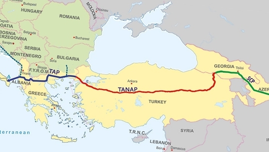 Conducta TAP, prin care gazele naturale din Marea Caspică vor ajunge în Europa, este finalizată în proporţie de 88,8% 