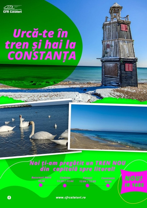 CFR Călători introduce în ciculaţie din 15 martie un nou tren pe ruta Bucureşti Nord - Constanţa, care va circula de luni până vineri, în extrasezon