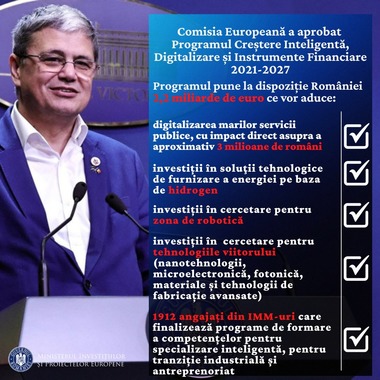 Marcel Boloş: Comisia Europeană a aprobat programul care va aduce oficial transferul în piaţă a rezultatelor cercetării. Începe digitalizarea marilor servicii publice