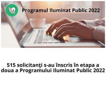 Administraţia Fondului pentru Mediu: 515 solicitanţi s-au înscris în etapa a doua a Programului Iluminat Public 2022  / Într-o săptămână de la lansare, bugetul alocat a fost rezervat integral