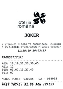 Marele premiu la tragerea Joker, în valoare de 4 milioane de euro, a fost ridicat / Câştigătorul, un bărbat de 50 de ani din Galaţi, care joacă constant de 30 de ani