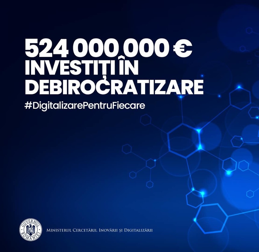 Ministerul Cercetării a anunţat lansarea în consultare publică a cinci apeluri de proiecte, în valoare totală de 524 milioane euro, pentru transformarea digitală a administraţiei publice