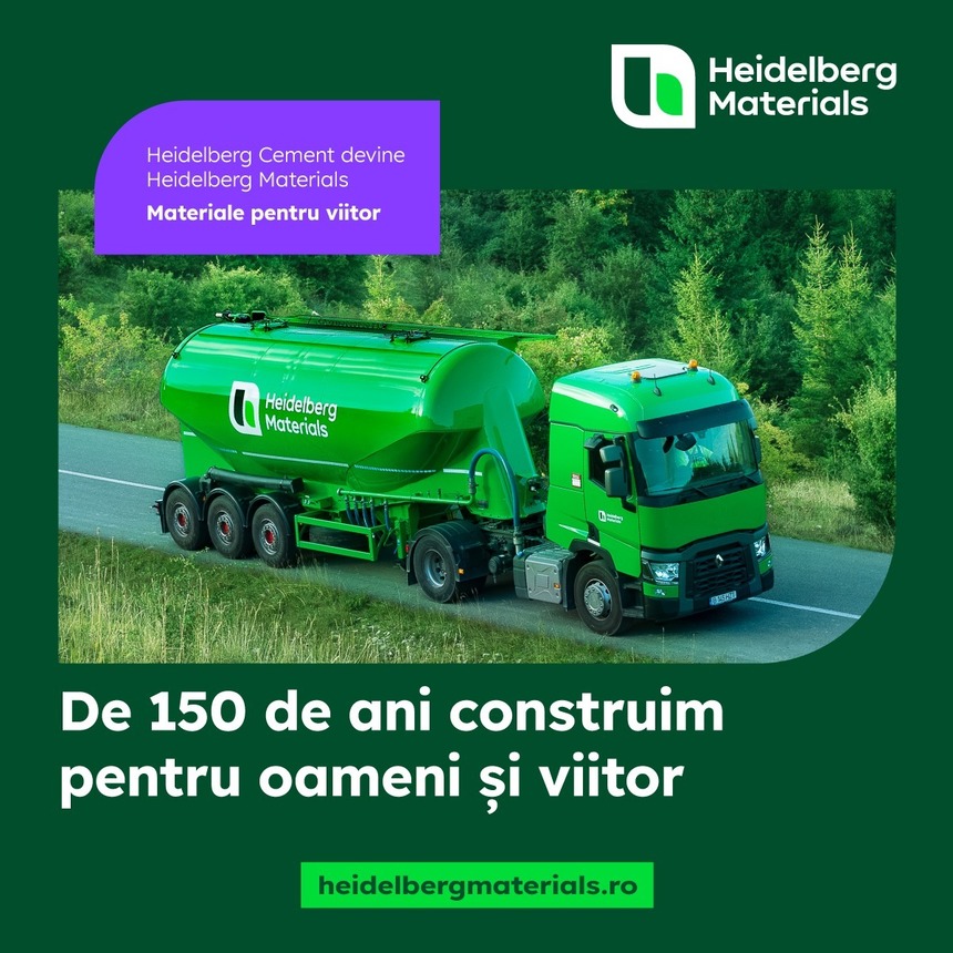 Producătorul de ciment HeidelbergCement devine Heidelberg Materials şi îşi propune să îşi reducă emisiile de carbon cu 10 milioane de tone, până în anul 2030