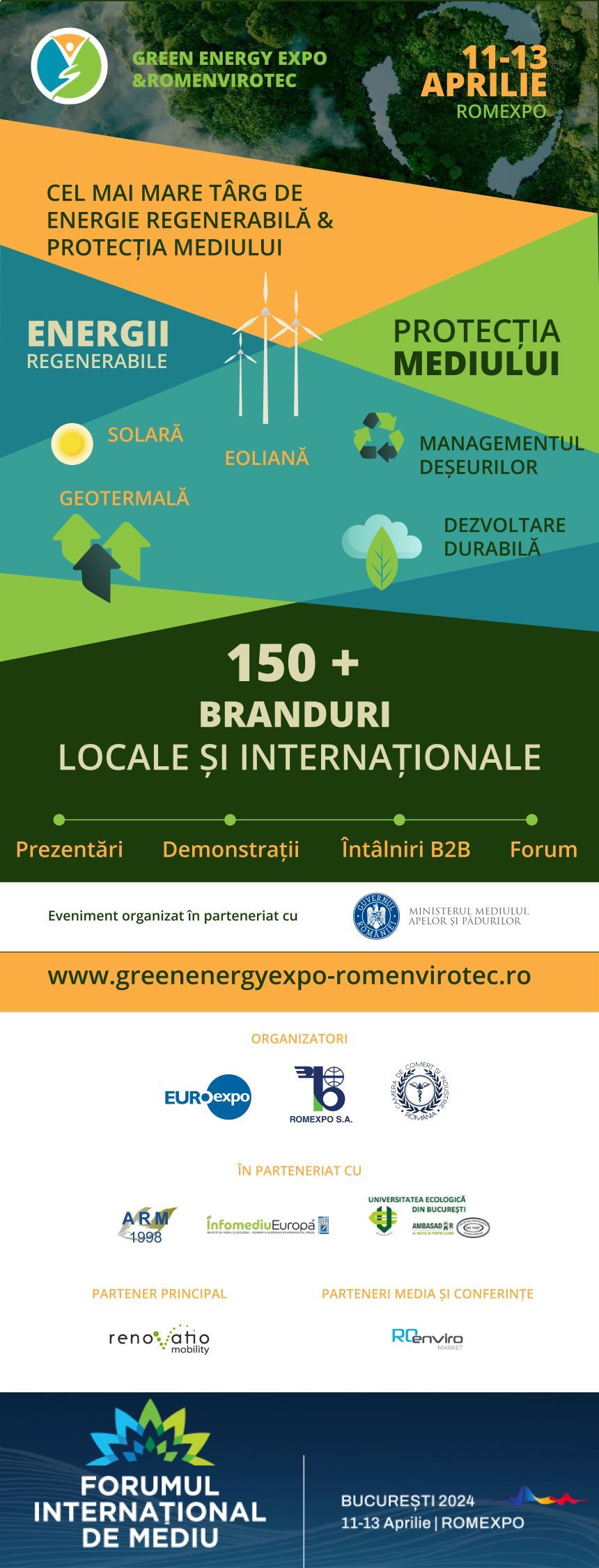Cel mai mare târg de energii regenerabile şi protecţia mediului, în perioada 11 - 13 aprilie, la Romexpo.  Peste 150 de brand-uri din domeniul energetic şi din domeniul protecţiei mediului şi-au anunţat participarea
