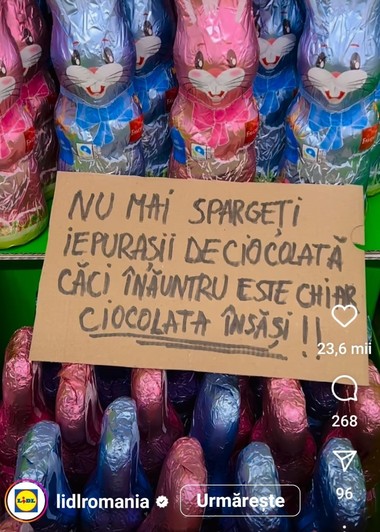 Lidl şi Heidi, după ce au apărut clipuri pe Tik Tok despre existenţa banilor în figurinele de Paşte, ducând la deteriorarea produselor: Înauntru este chiar ciocolata însăşi! - FOTO