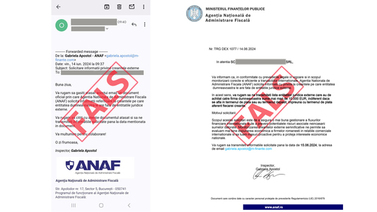 ANAF atrage atenţia cu privire la o nouă serie de mesaje false transmise în numele instituţiei