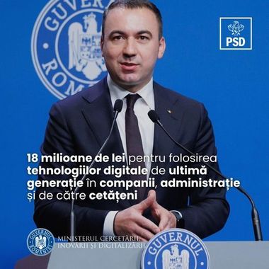 Ministrul Cercetării: Am lansat competiţia “Europa Digitală” prin care 18 milioane de lei vor finanţa digitalizarea companiilor şi a organizaţiilor publice şi private de cercetare din România