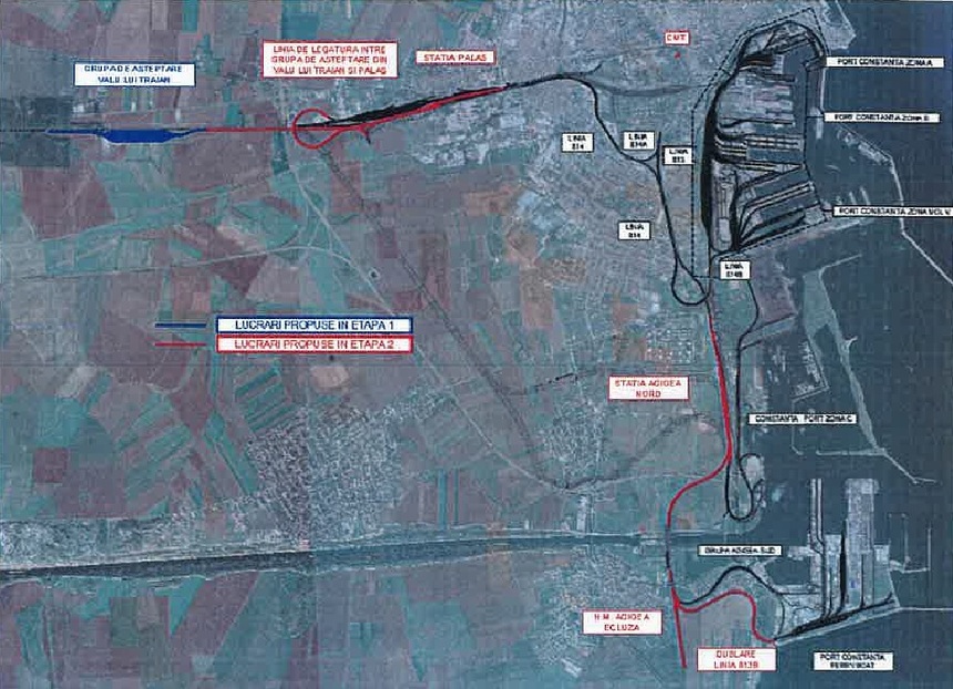 Două oferte, depuse la licitaţia privind proiectarea şi execuţia lucrărilor din etapa a doua a proiectului de modernizare a infrastructurii feroviare din Portul Constanţa