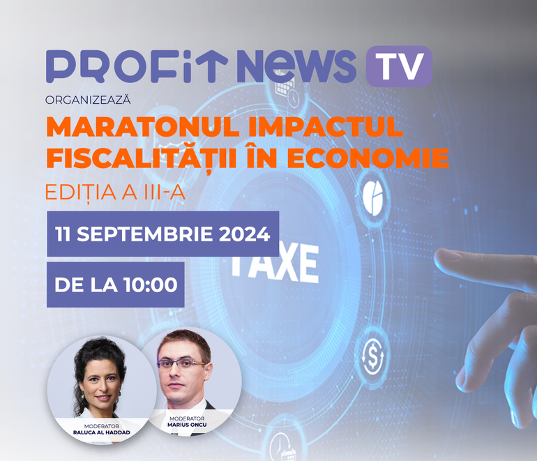 Astăzi la Profit News TV, de la 10.00, începe Maratonul Impactul Fiscalităţii în Economie. Globalizarea veniturilor – când se întâmplă şi cum. Vor avea toţi românii declaraţii fiscale de la ANAF? Vor fi deduceri mai ample la cei cu venituri mari?