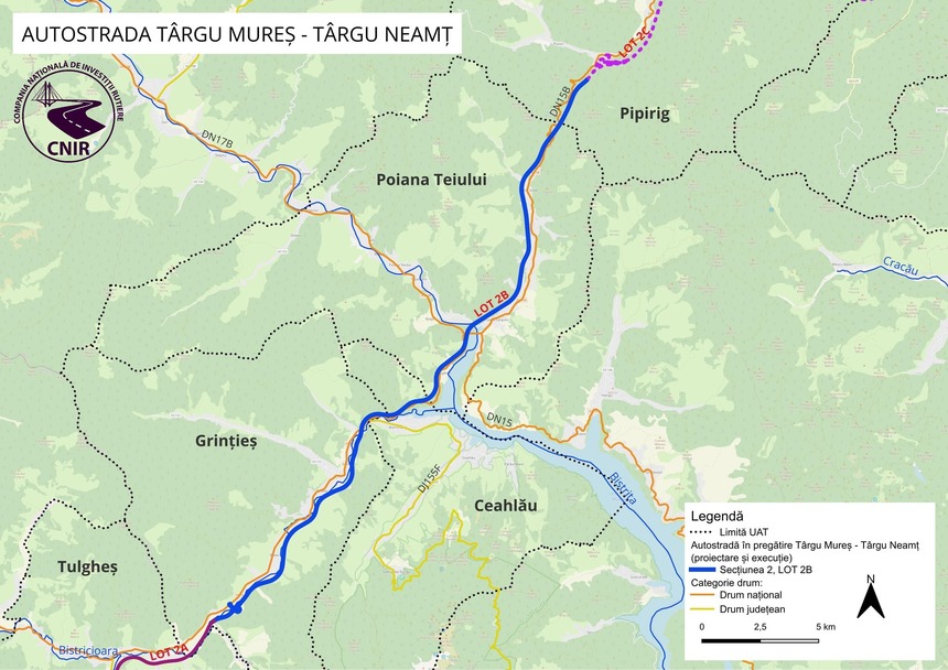 Contractul pentru supervizarea lucrărilor de proiectare şi execuţie pe lotul 2 B Grinţieş-Pipirig, cel mai dificil lot al Autostrăzii Unirii, a fost publicat în Sistemul Electronic de Achiziţii Publice. Compania Naţională de Investiţii Rutiere alocă estmativ 66 milioane lei