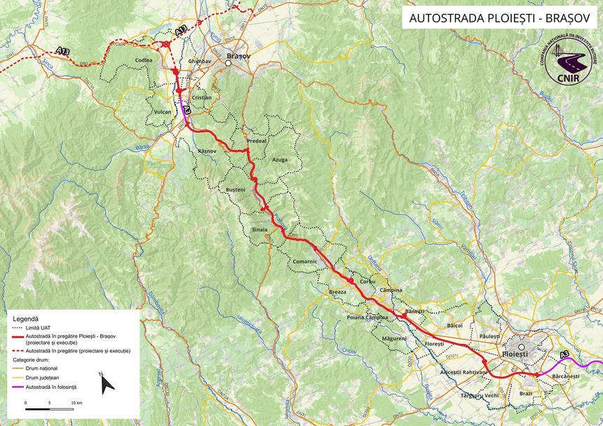 Compania Naţională de Investiţii Rutiere a preluat proiectul Autostrăzii A 3 Ploieşti-Braşov