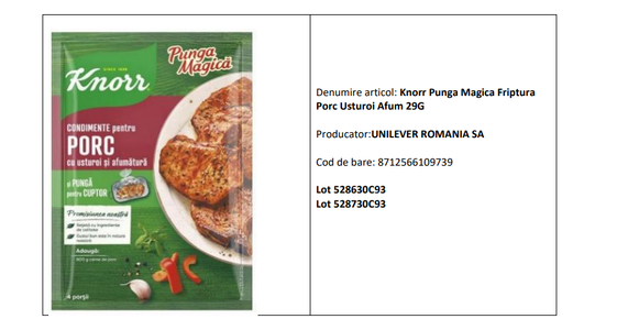 Produse Delikat şi Knorr, retrase din Metro şi Selgros, întrucât pot conţine particule metalice şi de cauciuc