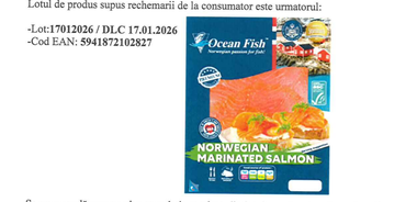 Lot de file de somon marinat, retras de la comercializare de către producător urmare a prezenţei Listeria Monocytogenes