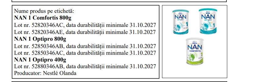 Profi, Lidl, Penny şi Carrefour anunţă şi ele retragerea de la comercializare a unor loturi de lapte praf pentru sugari de la Nestle

