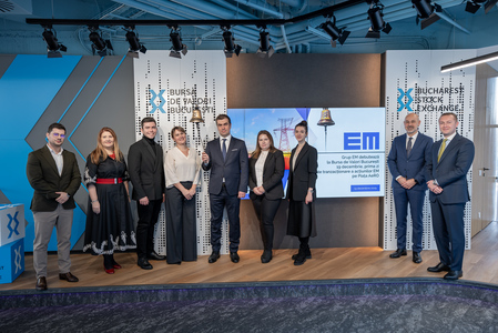 Acţiunile Grup EM, grup de companii româneşti specializat în servicii de construcţii şi montaj pentru sectorul energetic, au intrat la tranzacţionare pe Piaţa AeRO a Bursei de Valori Bucureşti 