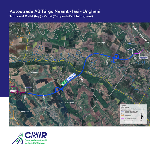 Opt oferte au fost depuse pentru construirea ultimului tronson al Autostrăzii ”Unirii”. Tronsonul 4, între DN 24 (Iaşi) şi Podul peste Prut de la Ungheni, la frontiera cu Republica Moldova are 15,5 kilometri şi un cost estimat de 4,7 miliarde lei