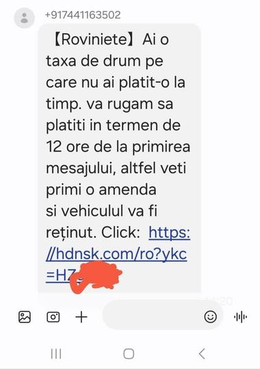 Avertisment din partea Companiei Naţionale de Administrare a Infrastructurii Rutiere – Tentativă de fraudă care vizează plata restantă a unei taxe de drum / Cei care primesc SMS-urile sunt ameninţaţi că li se confiscă maşina

