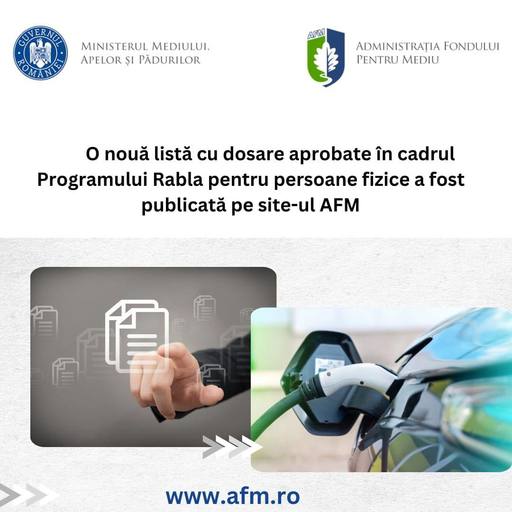 Administraţia Fondului pentru Mediu a aprobat încă 398 de beneficiari în cadrul programului ”Rabla Auto – persoane fizice”