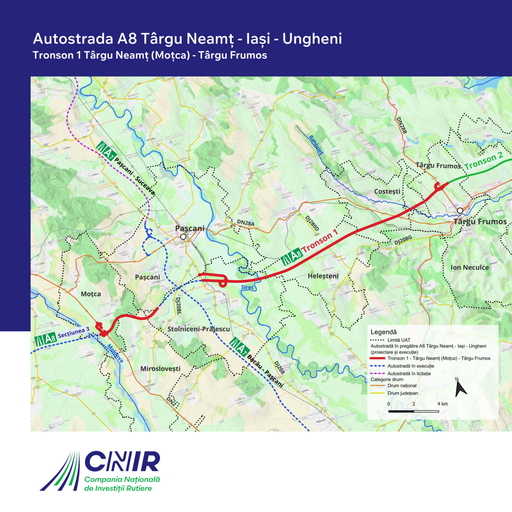 CNIR: 12 oferte au fost depuse la contractul pentru supervizarea lucrărilor pe tronsonul Moţca-Târgu Frumos al Autostrăzii A8 Târgu Neamţ-Iaşi-Ungheni

