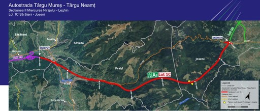 Compania Naţională de Investiţii Rutiere a predat constructorului amplasamentul lotului 1C Sărăţeni-Joseni al Autostrăzii A8 Târgu Mureş-Târgu Neamţ