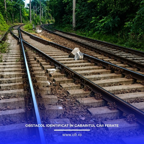 CFR avertizează asupra unor obiecte amplasate  în calea unui tren de marfă, la Petroşani – O placă de beton şi un dispozitiv pentru manevrarea macazului / A fost sesizată Poliţia