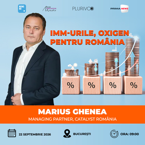 Antreprenorul şi investitorul Marius Ghenea va fi speaker la evenimentul premium News.ro "IMM-urile, oxigen pentru România” - ediţia a V-a