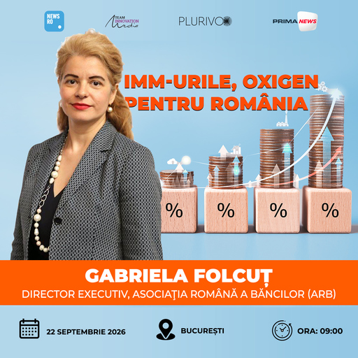 Gabriela Folcuţ, director executiv al Asociaţiei Române a Băncilor, va fi speaker la evenimentul premium News.ro "IMM-urile, oxigen pentru România" - ediţia a V-a