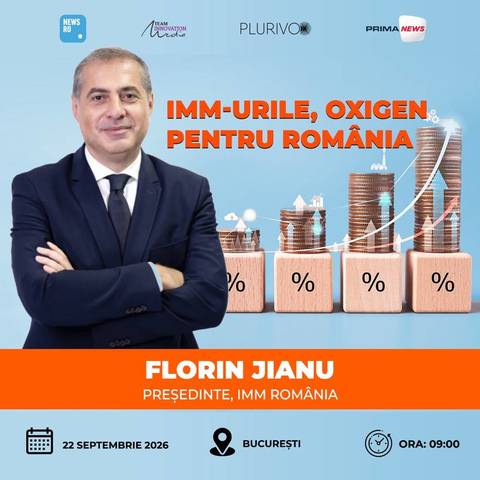Preşedintele IMM România, Florin Jianu, va vorbi la evenimentul News.ro “IMM-urile, oxigen pentru România” despre provocările actuale ale IMM-urilor şi soluţiile necesare