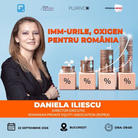 Daniela Iliescu (ROPEA) va vorbi la evenimentul News.ro “IMM-urile, oxigen pentru România” despre rolul fondurilor de capital privat în susţinerea companiilor româneşti