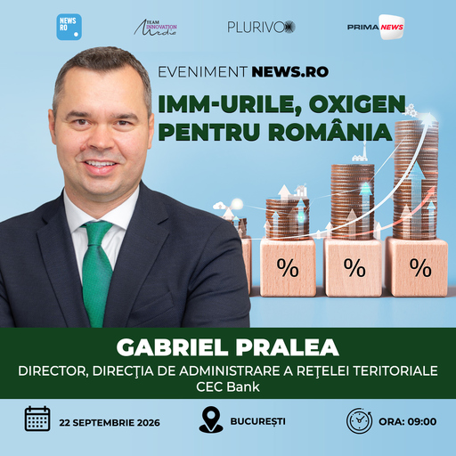 Gabriel Pralea, Director al Direcţiei de Administrare a Reţelei Teritoriale a CEC Bank, vine la evenimentul News.ro “IMM-urile, oxigen pentru România”