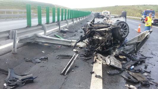 Trafic blocat pe A2 în apropiere de Cernavodă din cauza unui accident, patru persoane fiind rănite - FOTO
