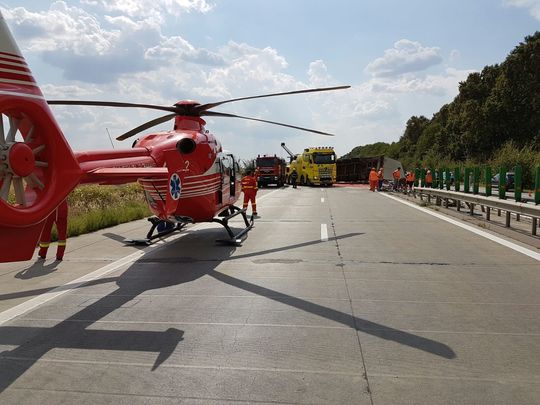 Elicopter SMURD pe A2/Foto: ISU Bucureşti-Ilfov