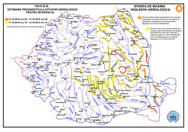Cod portocaliu de inundaţii, de miercuri până joi, în nouă judeţe din jumătatea de est a ţării