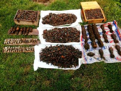 Neamţ: Aproape 7.000 de cartuşe şi bombe de aruncător, descoperite în curtea unui localnic - FOTO