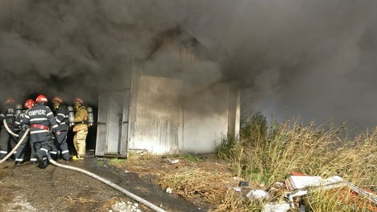 Tulcea: Incendiu la o hală pentru depozitarea materialelor aparţinând societăţii Carniprod. VIDEO

