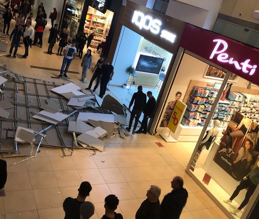 City Park Mall: Prăbuşirea unei bucăţi de tavan a avut loc, după o primă evaluare, din cauza unui montaj instabil realizat de echipa contractată