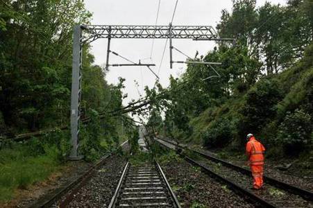 Traficul feroviar, blocat între Ploieşti şi Braşov din cauza unor copaci căzuţi pe calea ferată, a fost reluat în totalitate