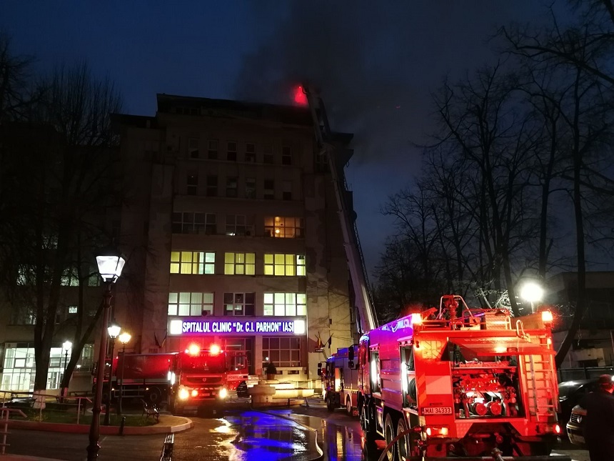 Incendiul de la Institutul de boli cardiovasculare din Iaşi a fost stins după şase ore