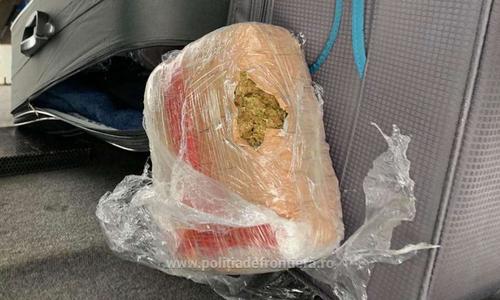 Giurgiu: Poliţiştii de frontieră au descoperit 12,5 kilograme de cannabis în geamantanul unui cetăţean grec care circula cu un autocar; drogurile ar fi valorat peste 720.000 de lei
