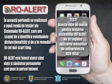 IGSU anunţă că s-au semnalat erori la transmiterea unor mesaje de avertizare prin Ro-Alert, iar dacă ele persistă perioada de testare ar putea fi prelungită