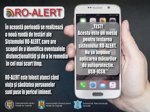 IGSU anunţă că s-au semnalat erori la transmiterea unor mesaje de avertizare prin Ro-Alert, iar dacă ele persistă perioada de testare ar putea fi prelungită